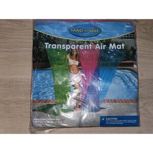 Sand N‎ Sun Pool Raft Air Mat 6 ft x 27" Transparent Floating Raft Pink